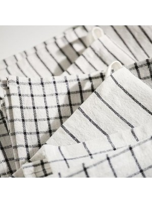 Frefly Store Beyaz/koyu Gri Desenli 4'lü Mutfak Çay Havlusu Seti