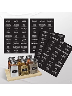 Hakay Colortouch Baharatlık Etiketleri - 108 Adet Kendinden Yapışkanlı Çıkartma - Suya Dayanıklı Beyaz Baharat Kutuları Için