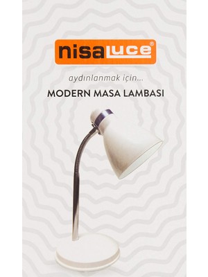 Aesco Nisaluce Modern Krom Spiralli Masa Lambası Beyaz (Beyaz)