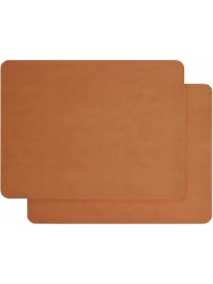 Frefly Store Orret Home 2 Adet Amerikan Servis – 44X35 cm Taba Renk Suni Deri Masa Altlığı, Su Geçirmez, Kaymaz, Isıya Dayanıklı Şık Sofra ve Masa Koruyucu Placemat Seti