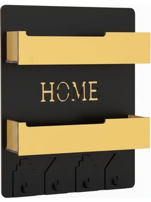 Aesco May’s Nest Gold Series Mdf Duvar Organizeri, Gold Pleksi Raflı Modern Dekoratif Duvar Rafı - Düzenleyici (23X30 Cm), Black