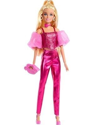 Frefly Store Barbie Deluxe Style Stil Ikonu Metalik Pembe Korse-Pantolon Kombini ve Aksesuarlarıyla Sarı Saçlı Bebek (5), JFP40