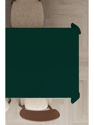Aesco Zümrüt Yeşil Premium Tay Tüyü Kadife Leke Tutmaz Yıkanabilir Dokuma Kumaş Masa Örtüsü MSO018, Zümrüt Yeşil - 1, 140 x 260