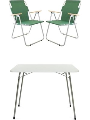 Frefly Store 2 Kişilik Katlanır Kamp Masa Sandalye Seti, 60X80 cm