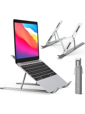 Aesco Notebook Standı 2in1 Katlanabilir Taşınabilir Folding Alüminyum Dizüstü Bilgisayar Standı Açısı Ayarlanabilir 7 Kademeli