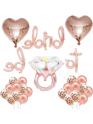 Aesco Rose Gold Set ile Tek Taş Yüzük ve El Yazısı Balon