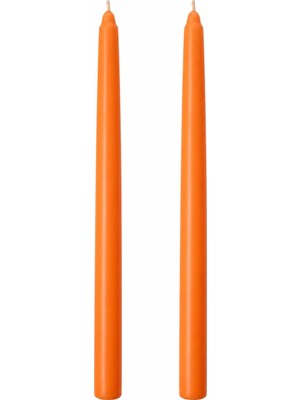 Aesco 2’li Şamdan Turuncu Mum Seti 25 cm – Dekoratif Ince Şamdan Mum, Kokusuz Parafin WAX,%100 Pamuk Fitil, El Döküm, Uzun Süre Yanma (~10 Saat), Şık Sofra, Davet, Nişan, Düğün ve Ev Dekorasyonu Için Zarif