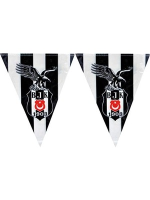 Aesco Beşiktaş Üçgen Bayrak Süsü 360CM x 25CM 1 Adet