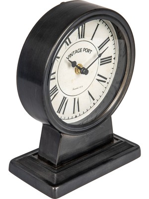 Aesco Creative Co-Op Vintage Metal Mantel Saat, Gunmetal Siyah
