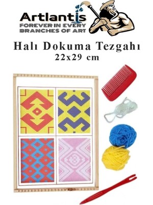 Aesco Halı Dokuma Tezgahı 1 Paket Hobi Okul Elişi Çocuk Halı Dokuma Tezgah Seti 22X29 cm