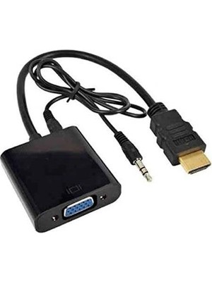 Aesco HDMI To VGA Ses Destekli Monitör Dönüştürücü Kablo Çevirici Adaptör
