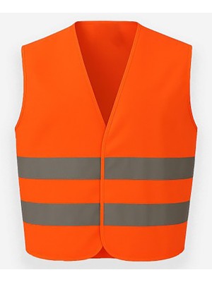 Aesco Promosyonca Reflektörlü Güvenlik Yeleği, Yüksek Görünürlük, Velcro Kapatma, 115X66 cm (Neon Turuncu)