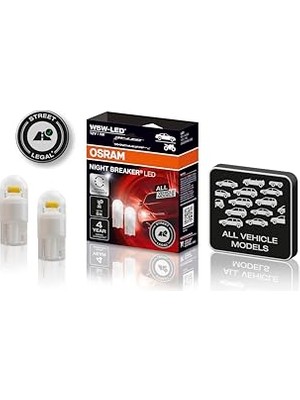 Aesco Osram T10 W5W LED Night Breaker Plaka Park Içmekan Ampulü, 12V 1W, 2'li Paket, Universal Polarite, 4 Yıl Garanti