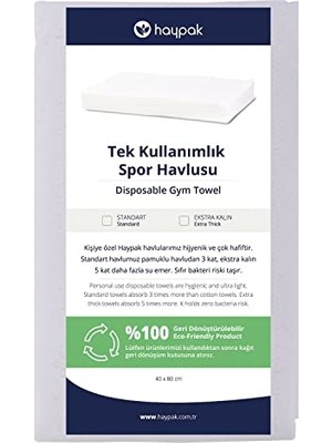 Hakay Haypak Tek Kullanımlık Spor Havlusu Ekstra Kalın 40 x 80 cm - 35 Adet