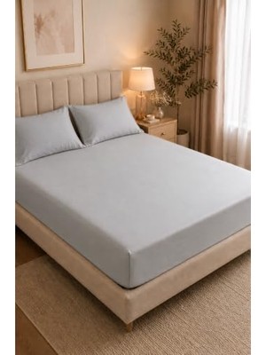 Frefly Store Formeya Adelya Gri Lastikli Çarşaf Takımı (Yastık Kılıflı) Tek Kişilik Veya Çift Kişilik (Gri, 90 x 190)