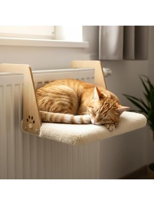 Aesco Gobypet Peluş Kalorifer Petek Radyatör Yatağı – Geniş Tasarım, Kedi ve Köpek Uyumlu (Krem)