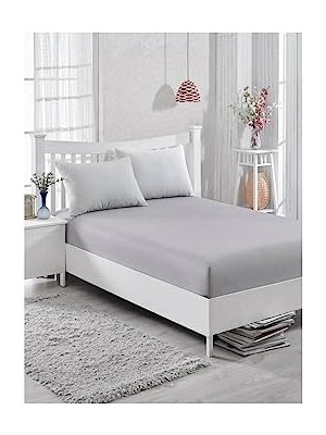 Aesco Çift Kişilik Penye Lastikli Çarşaf 160X200 (Açık Gri / 160 x 200)
