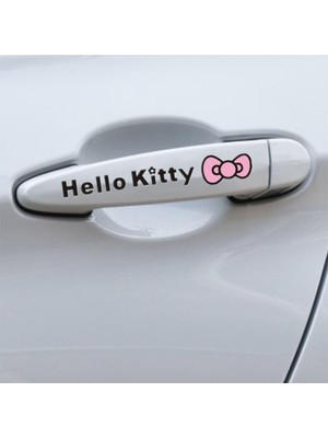 Aesco 4 Adet Set Sevimli Hello Kitty Kapı Kolu Oto Araba Aksesuar Sticker