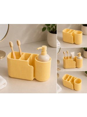 Frefly Store Çok Bölmeli Banyo Organizeri – Diş Fırçalık ve Sıvı Sabunluk Düzenleyici