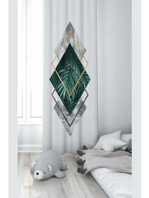 Frefly Store Pelangi Beyaz Doğa Yaprak Desenli Dijital Baskı Yıkanabilir Bebek Çocuk Odası Fon Perdesi, Yeşil-Beyaz 70 x 270