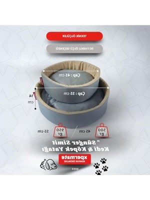 Frefly Store Küçük Irk Köpek Yuvası, Antrasit Bej Renk, 55 cm Boyutunda