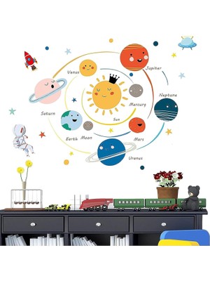 Frefly Store Bolivia's Planets Duvar Çıkartması, Çocuklar Için Duvar Çıkartmaları, Güneş Sistemi Duvar, Çıkarılabilir Duvar Stickerları, Sanatsal Uzay Dekorasyonu, Erkek ve Kız Çocukları Için Yatak Odası Duvar