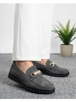 Homiro Kadın Süet Loafer Tokalı Günlük Ayakkabı - Siyah