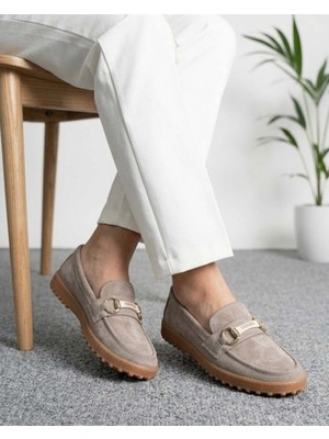 Homiro Kadın Süet Loafer Tokalı Günlük Ayakkabı - Siyah