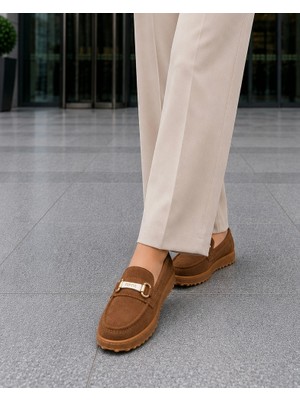 Homiro Kadın Süet Loafer Tokalı Günlük Ayakkabı - Siyah