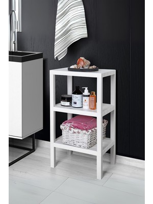 Frefly Store 3 Katlı Beyaz Raf Kitaplık & Banyo Düzenleyicisi 73,5 cm