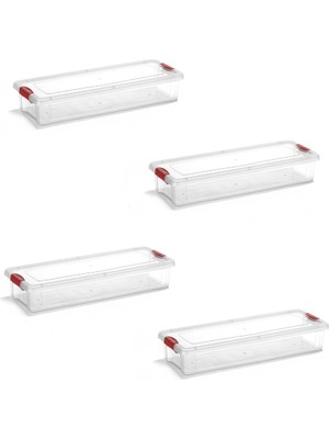 Frefly Store Porsima 4'lü Kilitli Kapaklı Şeffaf Plastik Erzak Saklama Kabı Seti, Bpa Içermeyen, 2.3 Lt Kapasiteli, Buzdolabı Düzenleyici