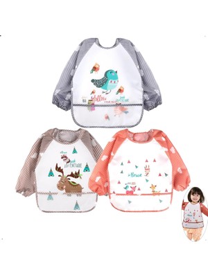 Frefly Store Xspring Bebek Önlükleri, Uzun Kollu Su Geçirmez Önlük, 6-36 Aylık Bebekler Için Kol Önlüğü, Sanat Önlüğü, 3 Parça Set (Kız ve Erkek)