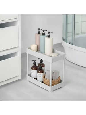 Frefly Store 2 Katlı Antrasit Banyo ve Mutfak Tezgah Üstü Düzenleyici Raf – Çok Amaçlı Plastik Organizer, Baharatlık, Kozmetik ve Deterjan Standı – Suya Dayanıklı Modüler Tasarım – Antrasit