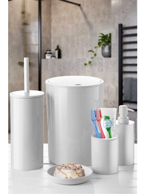 Primanova Flores 5'li Banyo Seti - Beyaz