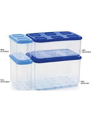 Frefly Store Tupperware Modüler Düzenleme & Saklama Kabı Seti - 4 Parça Mavi