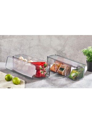 Frefly Store Vip Ahmet Mina Organizer Plastik Raf, Şeffaf Füme Kapaklı 750 ml