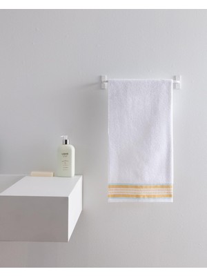 Frefly Store ORSAY%100 Pamuk Yüz Havlusu - Beyaz/sarı - 50X70 cm