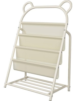 Frefly Store Glazeus Metal Ayıcık Çocuk Kitaplığı, Beyaz Çocuk Raf, Kitap ve Oyuncak Düzenleyici