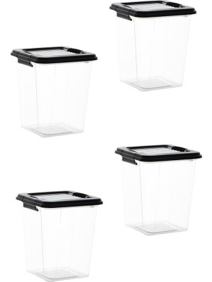 Frefly Store Porsima 4lü Mega Boy Hava Geçirmez Deterjan Saklama Kabı Erzak Saklama Kabı Seti Gri 5lt Şeffaf, 4371