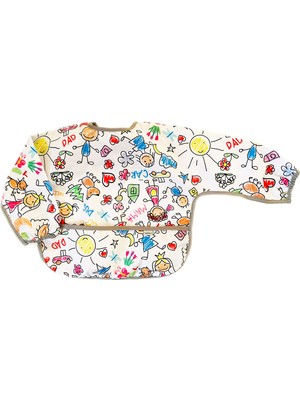 Frefly Store Yorni Sıvı Geçirmez Uzun Kollu Bebek Mama Önlüğü 2-4 Yaş Family Serisi