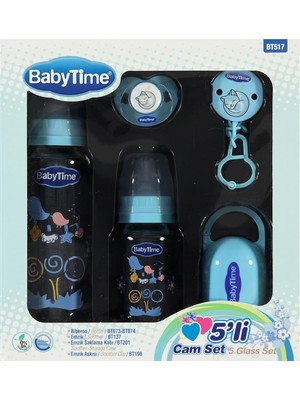 Frefly Store Babytime 5'li Cam Biberon Seti, Mavi