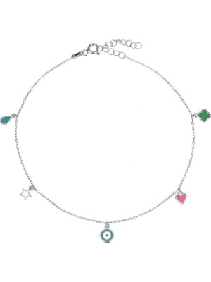 Emiliano Jewellery Mineli Altın Kaplamalı Sallantılı Şans Gümüş Halhal
