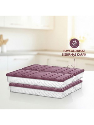 Frefly Store 4 Adet 1 Lt. Nora Organizer Buzdolabı Buzluk Düzenleyici Saklama Kabı-Mürdüm
