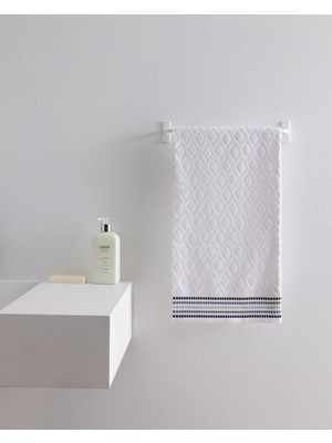 Frefly Store TOURNANT%100 Pamuk Yüz Havlusu - Beyaz/lacivert - 50X70 cm
