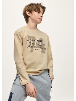 Mayoral Bej Erkek Çocuk Baskılı Uzun Kollu T-Shirt 7047