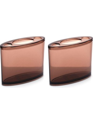Frefly Store Sia 2 Adet Diş Firçalik Oval Kahverengi Akrilik 13X5X10CM Banyo Seti