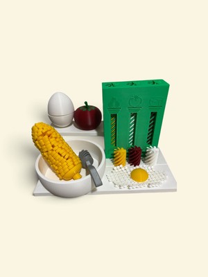 3D Tasarım Mini Mutfak – Yemek Seti(Domates -Mısır-Makarna-Yumurta)