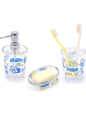 Frefly Store Bosphorus Deniz Desen 3 Lü Banyo Seti Akrilik