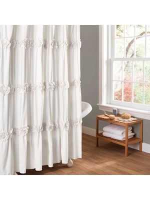 Frefly Store Lush Decor Darla Duschvorhang, 72 x 72-Zoll, Weiß