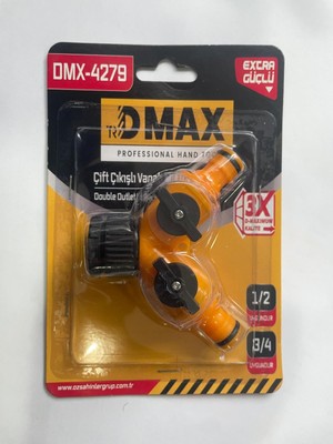 Frefly Store DMX-4279 Çift Çıkışlı Vanalı Musluk Adaptörü, 1/2 ve 3/4 Uyumlu, Profesyonel El Aleti